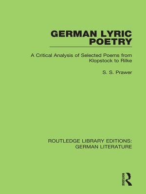 cover image of German Lyric Poetry